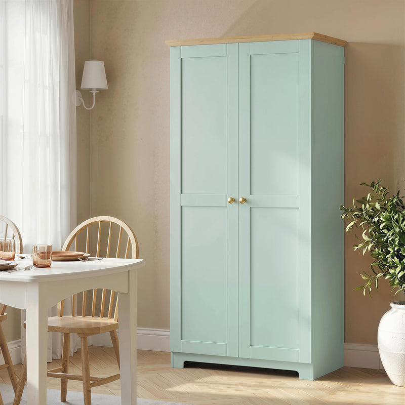 Tall Green Freestanding Storage Cabinet For Kitchen with 4 Shelves - Modern Design 80x48x172cm Homcom