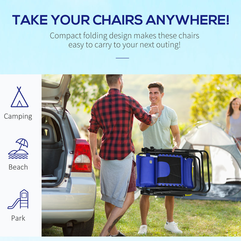 Set of 2 Blue Zero Gravity Outdoor Reclining Chairs with Padded Seat and Cup Holder by Outsunny