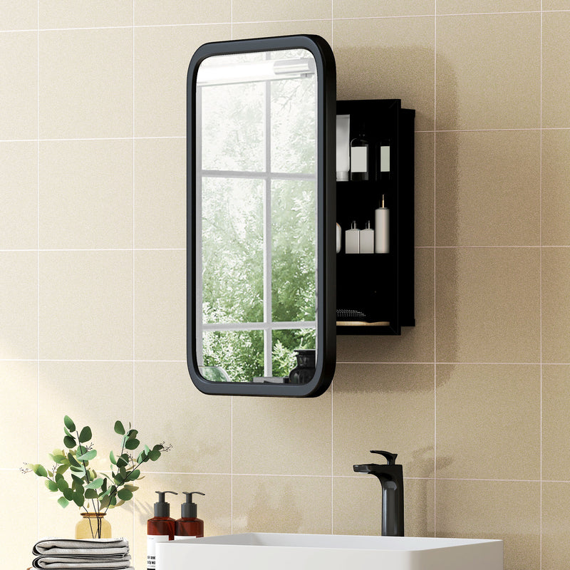 Bathroom Wall Cabinet with Mirror and Shelves for Organised Storage Black