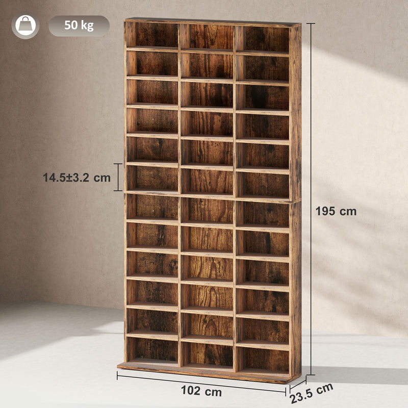 Tall CD Storage Cabinet with Adjustable Shelves Ideal for Home Organisation Rustic Brown