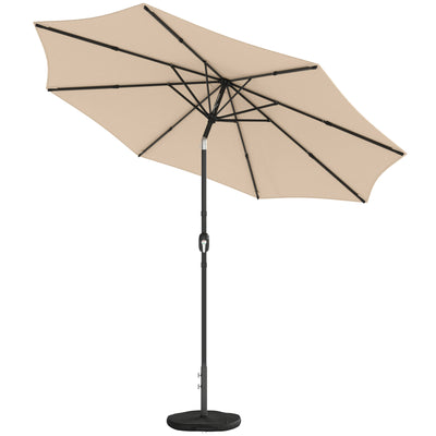 Garden Parasol with Adjustable UPF30+ Shade and Stable Base for Outdoor Sun Protection Khaki Outsunny