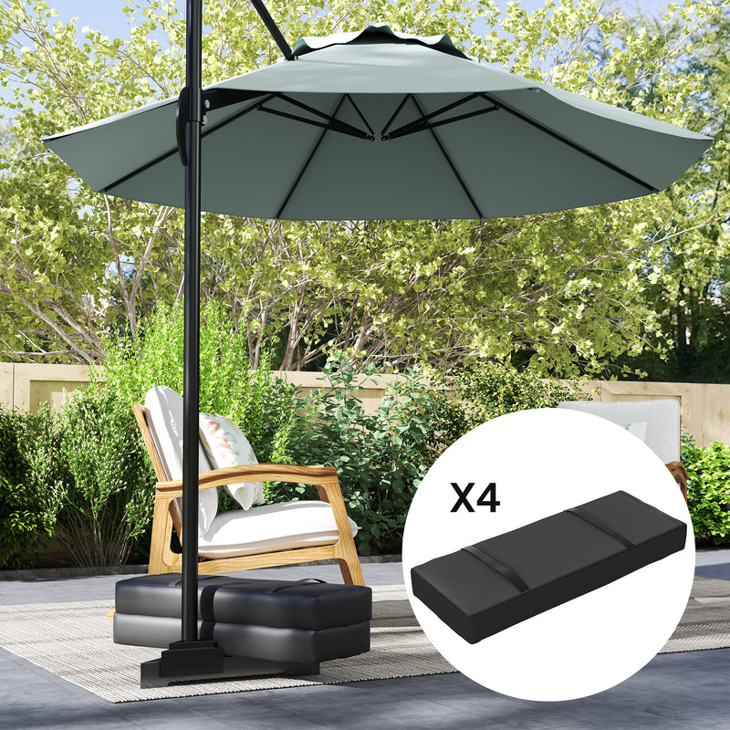 Set of 4 Black Parasol Base Weights 25kg Fillable Sandbags With Handles by Outsunny
