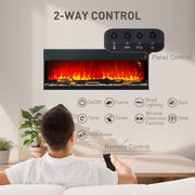 Glass Panel Convector Heater 1800W with Adjustable Flame and Temperature Control by Homcom