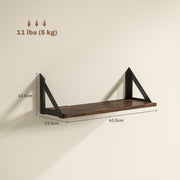 Set of 3 Rustic Brown Floating Wall Shelves for Living Room Bedroom Entryway by HOMCOM