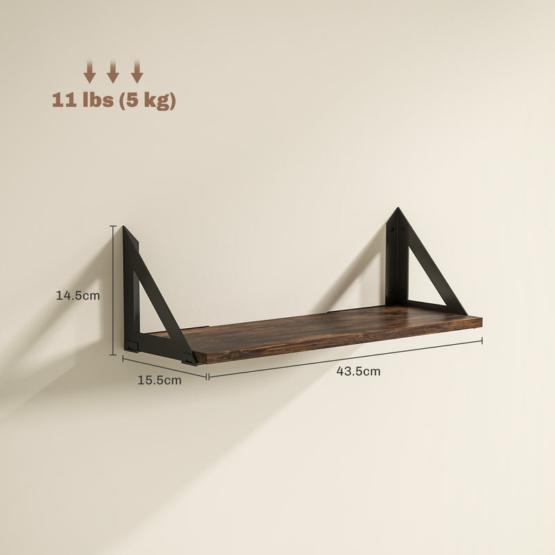 Set of 3 Rustic Brown Floating Wall Shelves for Living Room Bedroom Entryway by HOMCOM