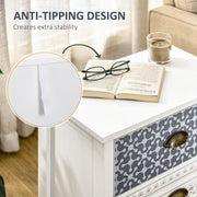 Set of 2 Three Drawer Bedside Tables with Metal Handles for Bedroom or Lounge Purple AOSOM