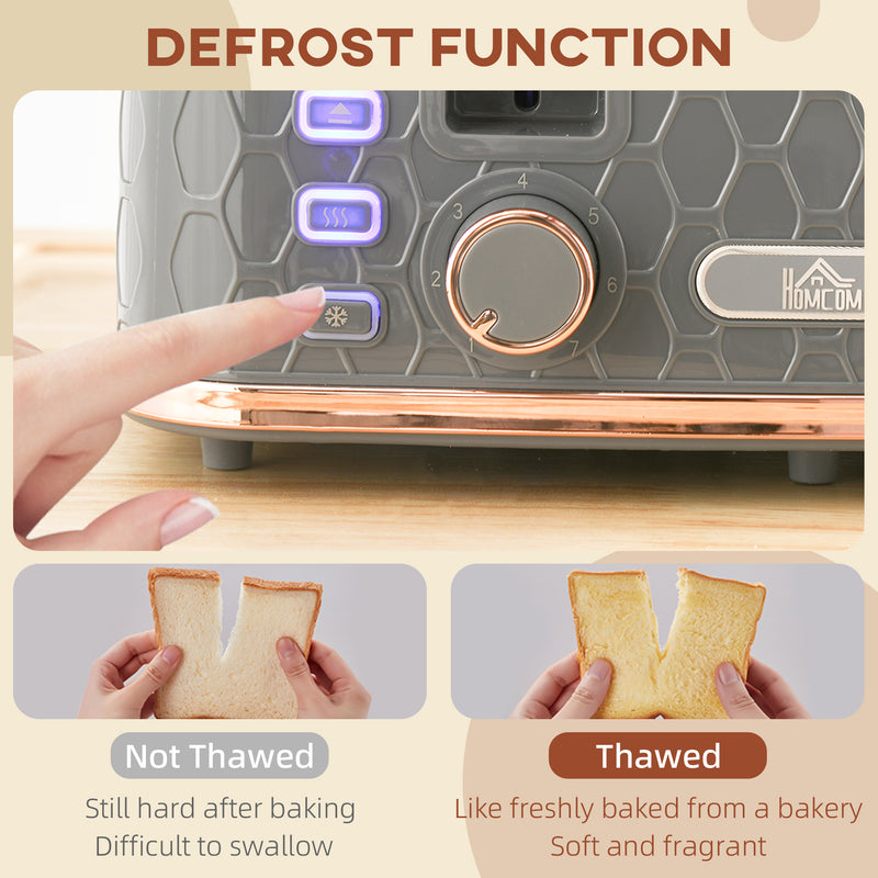 Grey Four Slice Honeycomb Toaster with Adjustable Browning Control by HOMCOM