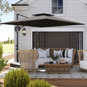 Dark Grey 3m Quare Cantilever Parasol with Weighted Base Hanging Garden Umbrella by Outsunny