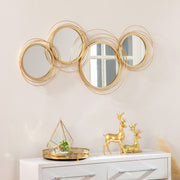 Large Modern Metal Wall Art with Decorative Mirror for Living Room or Bedroom, Gold