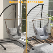 Black C Shape Metal Hammock Chair Stand for Indoor and Outdoor Hanging Swing Use