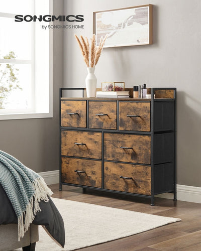 Chest of Drawers, 7 Fabric Drawers, Industrial Style by Songmics