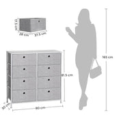 Image of a Chest of Drawers With 8 Light Grey Fabric Drawers by Songmics