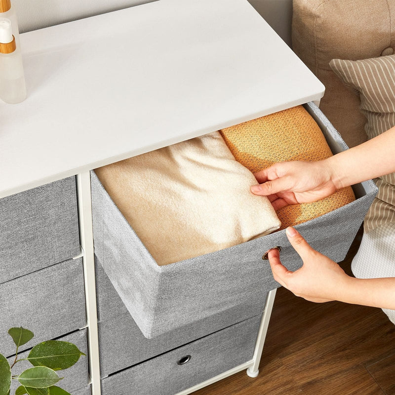 Image of a Chest of Drawers With 8 Light Grey Fabric Drawers by Songmics