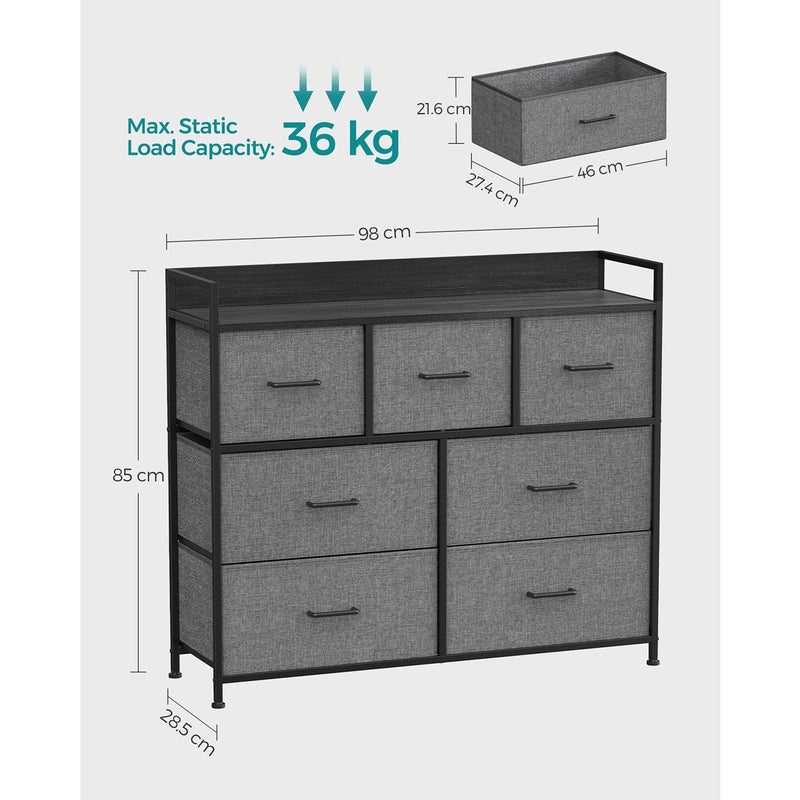 Image of a Chest of Drawers With 7 Grey Fabric Drawers by Songmics