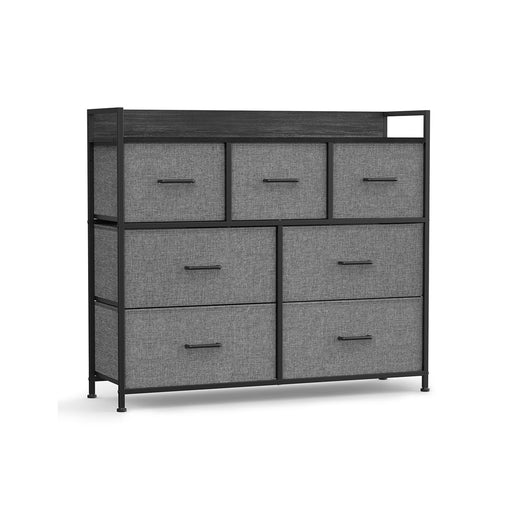 Image of a Chest of Drawers With 7 Grey Fabric Drawers by Songmics