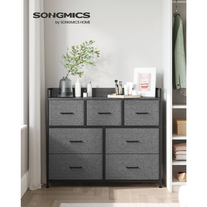 Image of a Chest of Drawers With 7 Grey Fabric Drawers by Songmics
