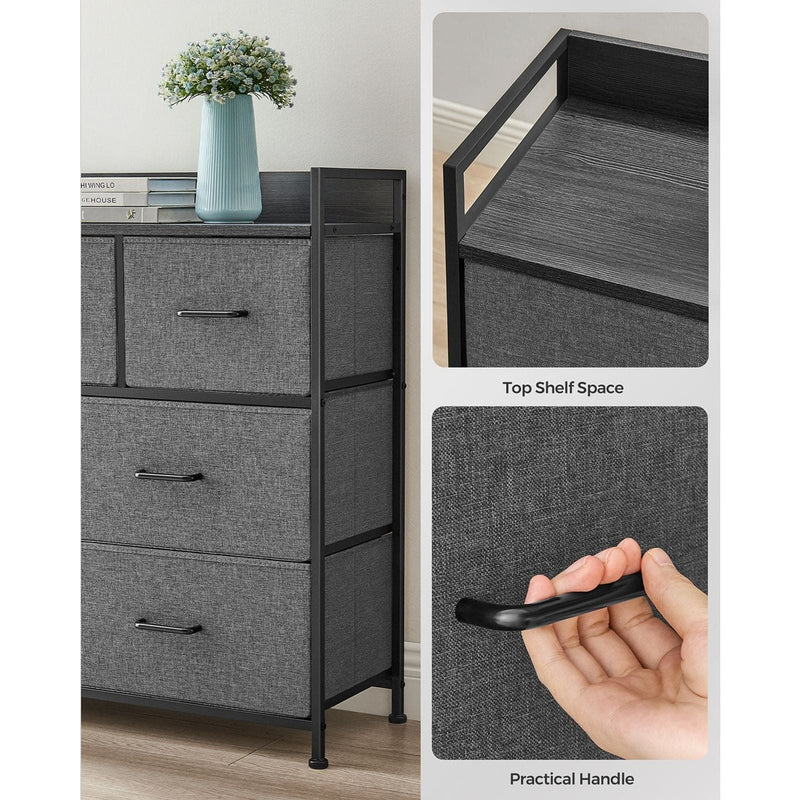 Image of a Chest of Drawers With 7 Grey Fabric Drawers by Songmics