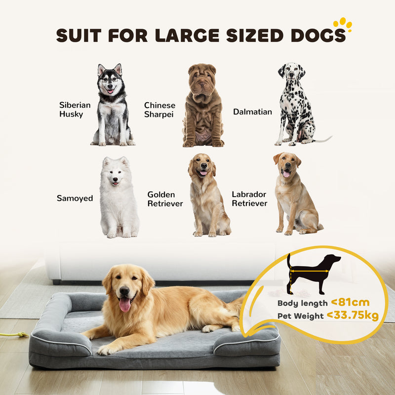 Elevated Dog Sofa Bed With Removable Washable Cover For All Breeds Grey AOSOM