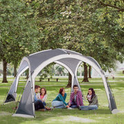 Family Camping Tent for 6 to 8 People with Mesh Walls and Removable Curtains White Grey Outsunny