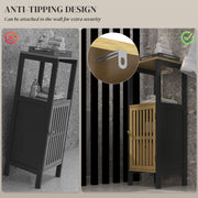 Freestanding Bathroom Storage Unit with Cupboard Ideal for Towels and Toiletries, Black