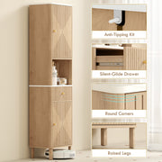 Slimline Bathroom Storage Cabinet With Shelves And Drawer For Small Spaces Wood Effect AOSOM