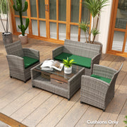 Green 3 Piece Garden Furniture Cushion Set for Rattan Chairs by Outsunny