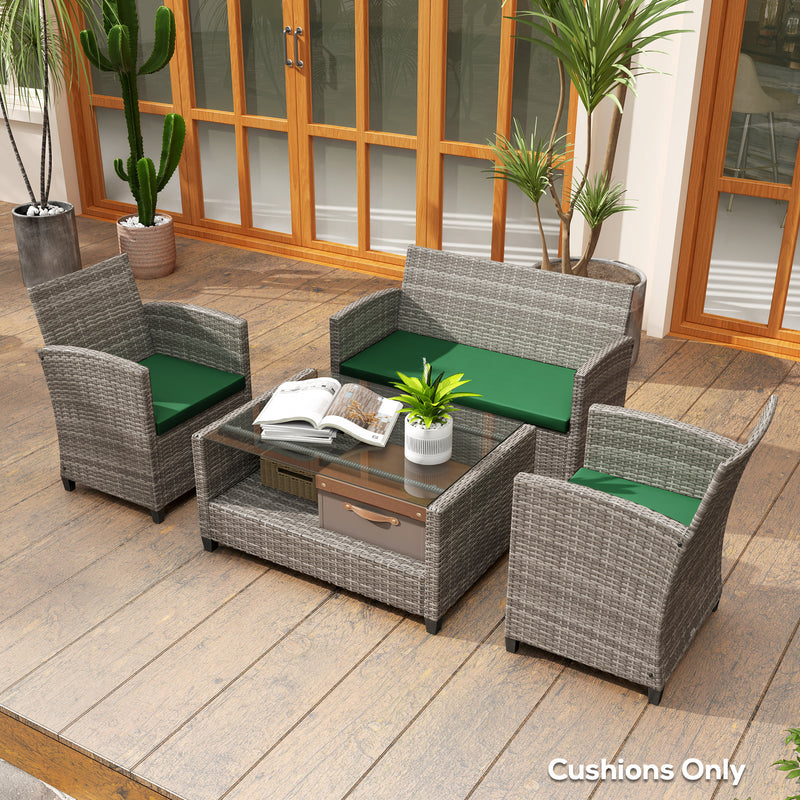 Green 3 Piece Garden Furniture Cushion Set for Rattan Chairs by Outsunny