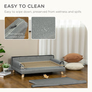 Dog Sofa with Wooden Legs and Water Resistant Cover for Medium and Large Dogs Grey