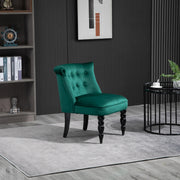 Velvet Wingback Accent Chair with Wooden Legs for Living Room or Bedroom Green