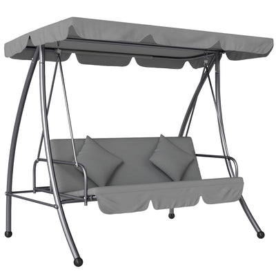 Light Grey 3 Seater Garden Swing Chair Lounger With Cushion and Tilt Canopy by Outsunny