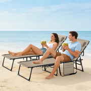 Adjustable Garden Sun Loungers Set of 2 with Side Table and Pillow for Outdoor Relaxing Outsunny