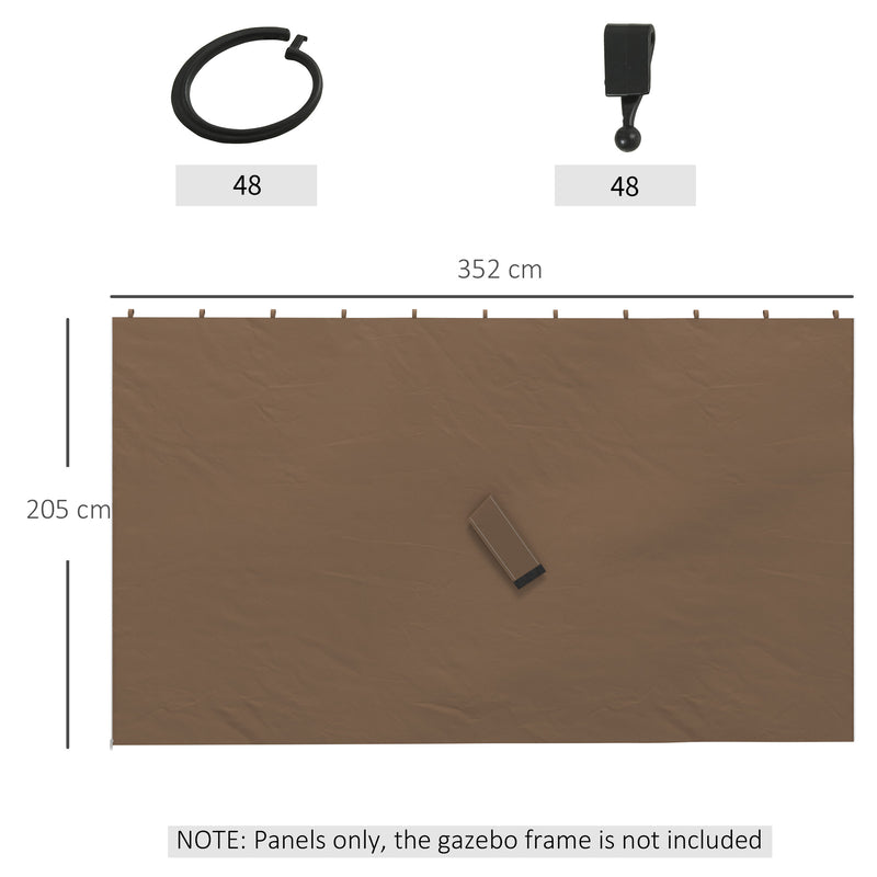 Set of Four Dark Brown 3 x 4m Gazebo Replacement Walls for Outdoor Shelter by Outsunny