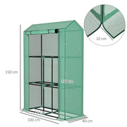 Green Three Shelf Steel Frame Greenhouse 40 x 100cm by Outsunny