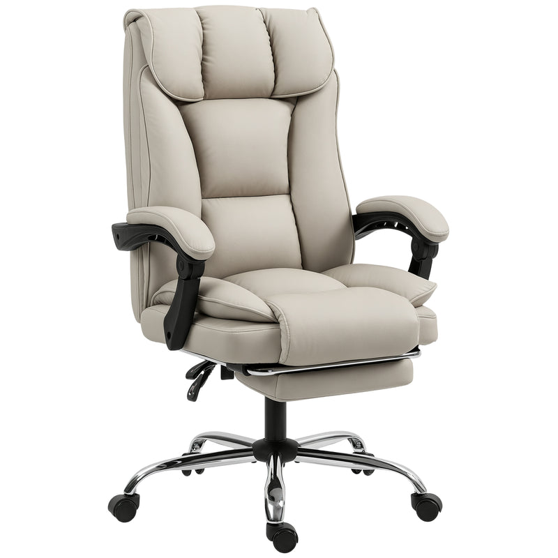 Reclining Office Chair with Footrest for All Day Comfort and Easy Clean Faux Leather Black