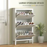 White 3 Drawer Modern Shoe Storage Cabinet Organiser for Hallway or Bedroom