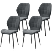 Set of 4 Flannel Upholstered Tub Chairs for Dining or Lounge with Padded Seats Dark Grey