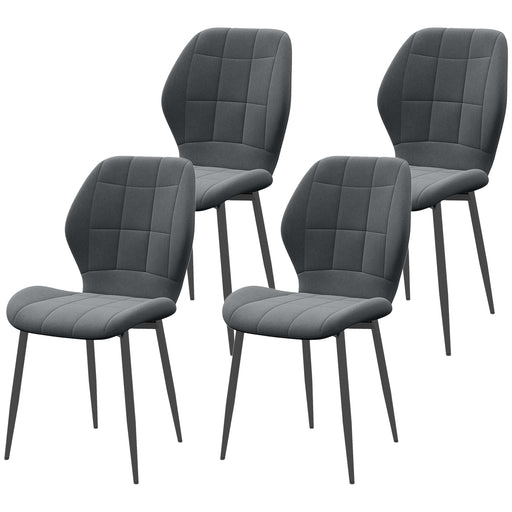 Set of 4 Flannel Upholstered Tub Chairs for Dining or Lounge with Padded Seats Dark Grey