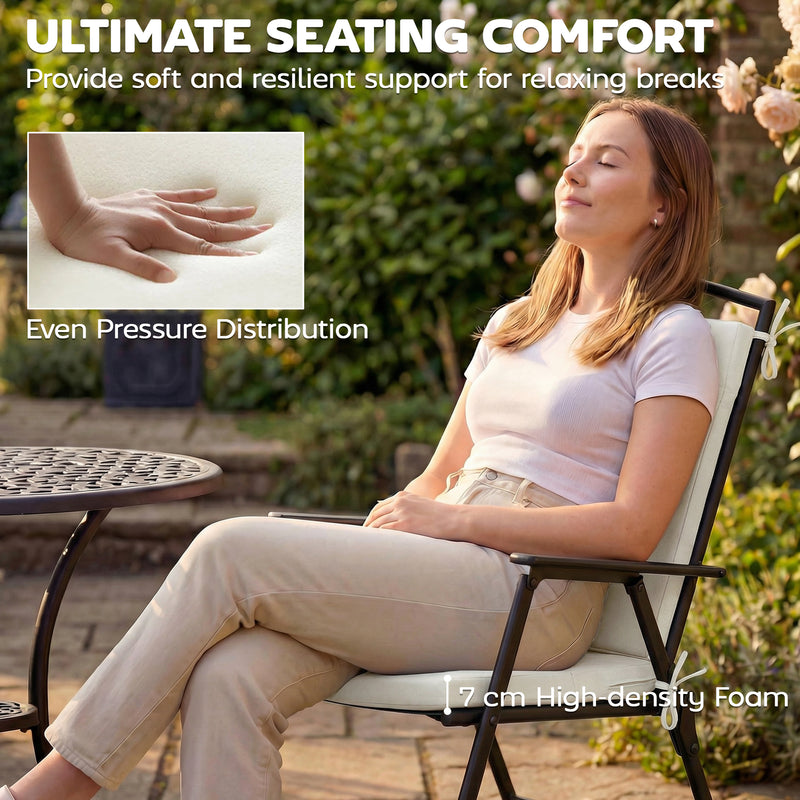 Outdoor Chair Cushion Set for Garden Comfort with Water Resistant Covers Cream White Outsunny