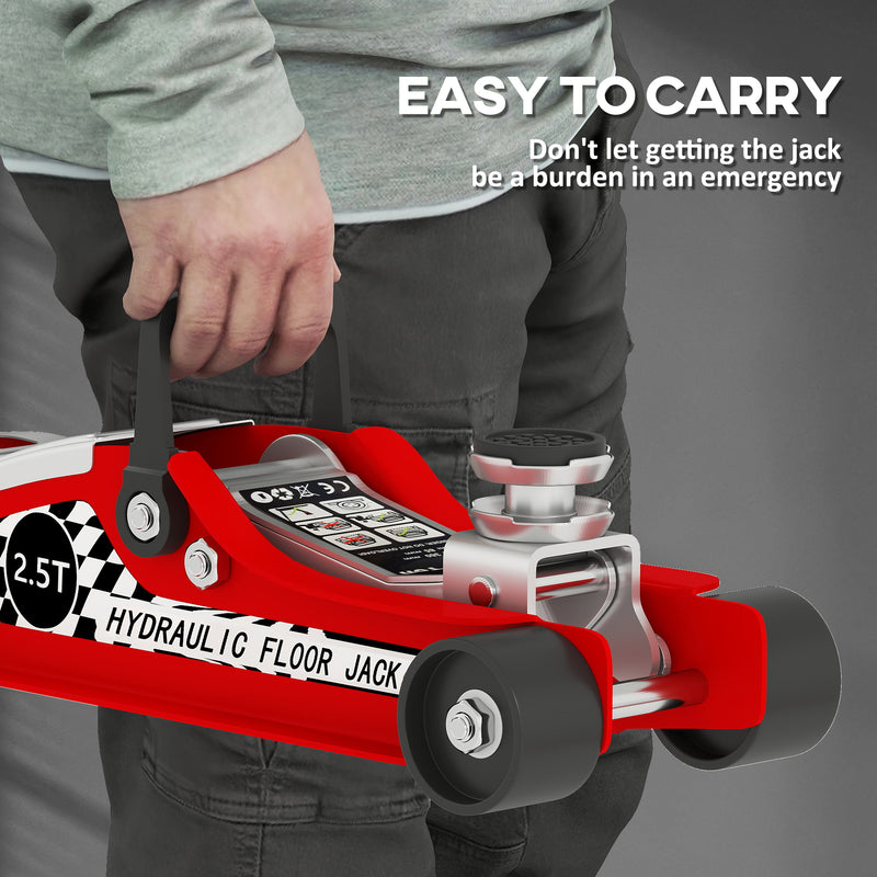 Low Profile Hydraulic Trolley Jack for Easy Vehicle and Equipment Lifting 2.5 Ton Red AOSOM