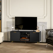 Black TV Stand Cabinet for TVs up to 55 Inch with Storage Shelves and Cable Management by HOMCOM