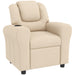 Kids Recliner Chair PU Leather with Adjustable Backrest Footrest and Padded Headrest Beige by HOMCOM
