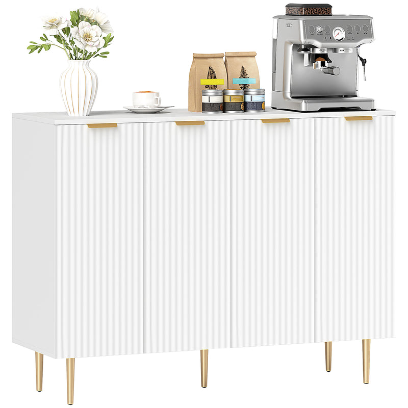 White Sideboard Buffet Cabinet with Adjustable Shelves and Gold Metal Legs for Kitchen or Hallway by HOMCOM