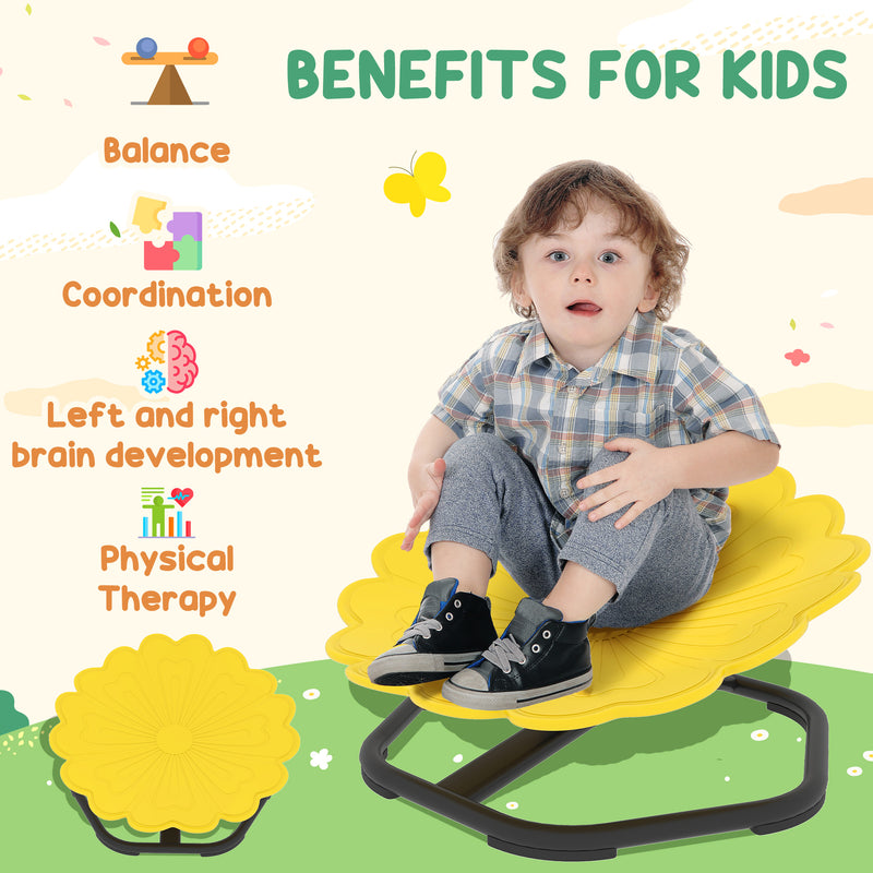Kids Spinning Sensory Chair with Non Slip Base for Balance and Coordination Training Yellow AOSOM
