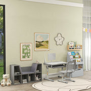 Kids Bookshelf and Toy Organiser with Storage Drawer and Wheels for Playroom, Grey