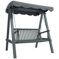 Grey Wooden Garden Swing Seat for 2 Adults with Water Resistant Canopy and Wooden Frame Outsunny