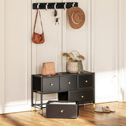 Black Faux Leather Chest of 5 Drawers With Gold Handles by HOMCOM