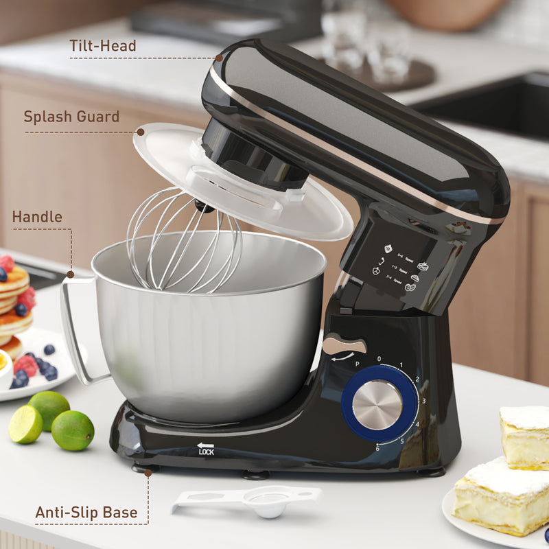 1300W Kitchen Stand Mixer with Accessories Black by HOMCOM