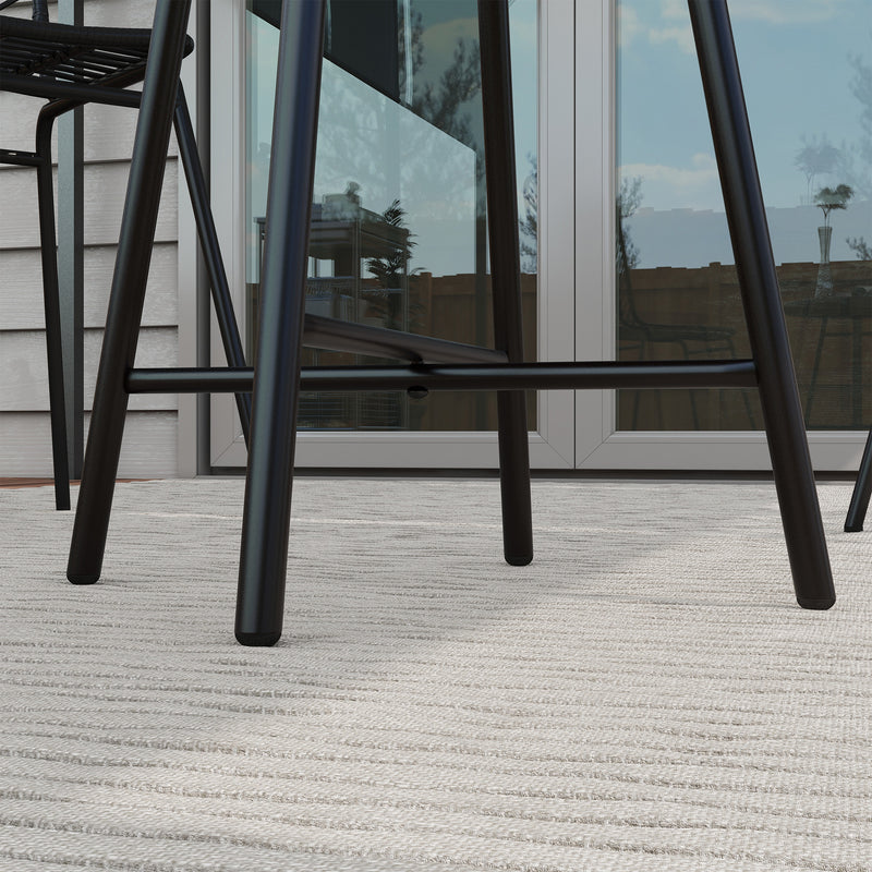 Grey Rattan Round Outdoor Side Table With Glass Top For Garden Or Patio