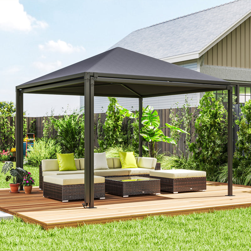 3x3m or 3x6m Garden Gazebo with Extendable Awning and Wheels UPF30+ Shelter for BBQs and Events by Outsunny