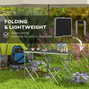 4 Seater Folding Aluminium Picnic Table and Bench Set For Camping and Outdoor Use Silver AOSOM